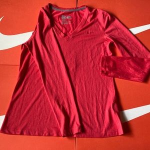 Red Nike long sleeve dry fit top